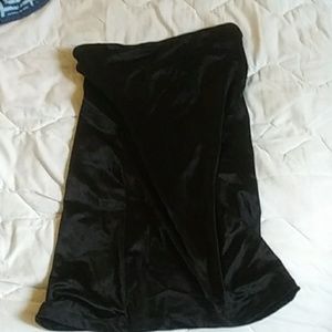 Black silk strapless top